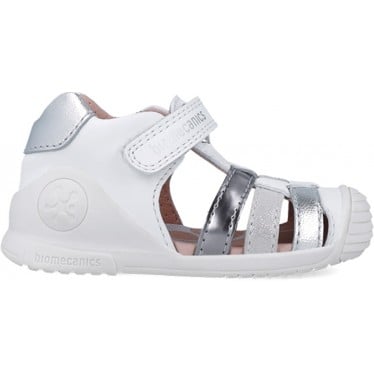 Sandalias para chica Biomecanics 252104 Casual Tiras BLANCO_PLATA_B313